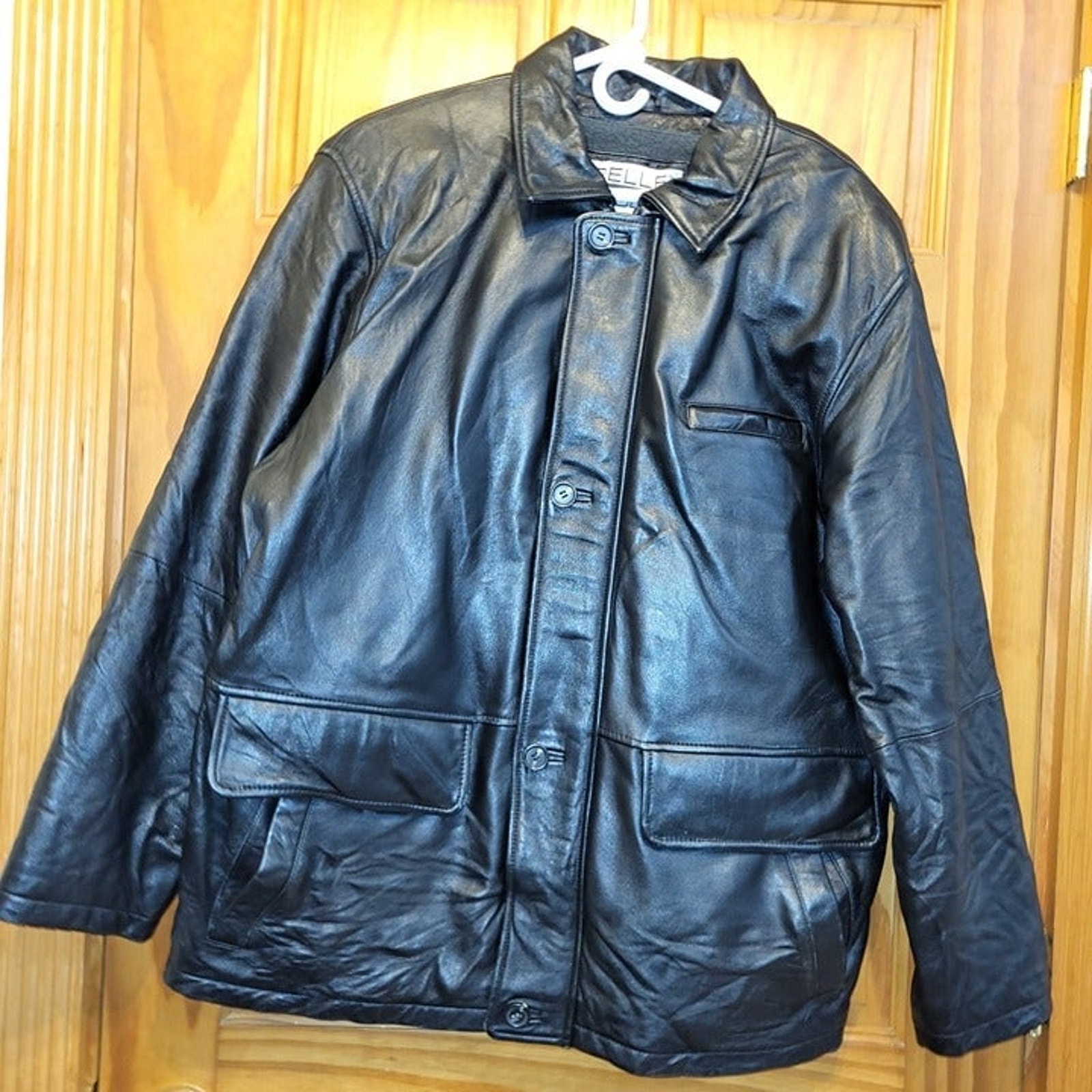 Pelle Studio Wilsons Leather Coat Black Mens Insulated Size Large